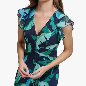 Tommy Hilfiger Leaf Print Maxi Dress - Blue and Green